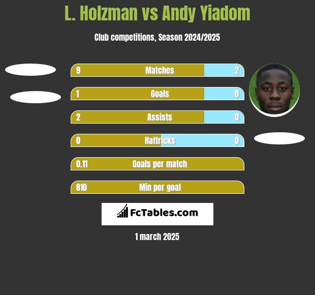 L. Holzman vs Andy Yiadom h2h player stats