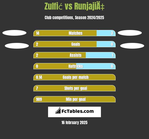 Zulfić vs RunjajiÄ‡ h2h player stats