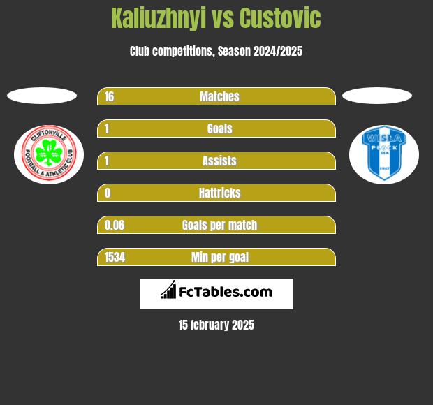 Kaliuzhnyi vs Custovic h2h player stats