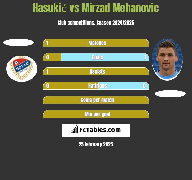 Hasukić vs Mirzad Mehanovic h2h player stats