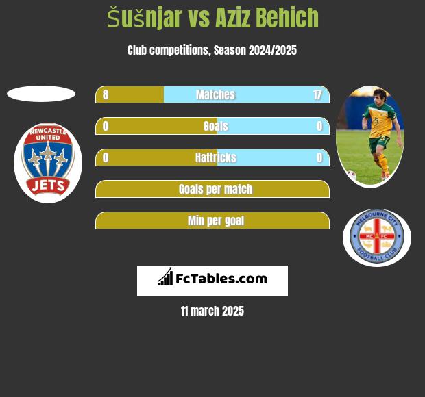 Šušnjar vs Aziz Behich h2h player stats