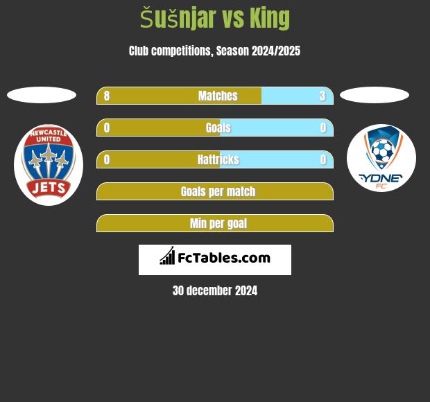 Šušnjar vs King h2h player stats