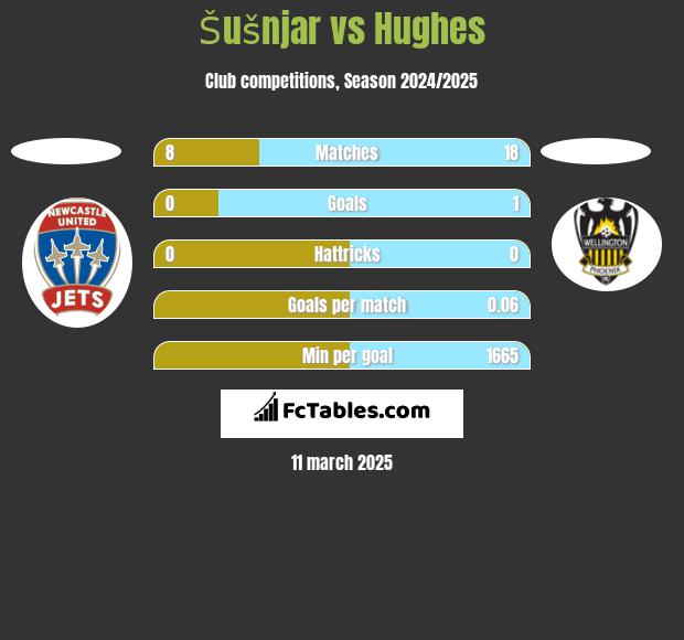 Šušnjar vs Hughes h2h player stats