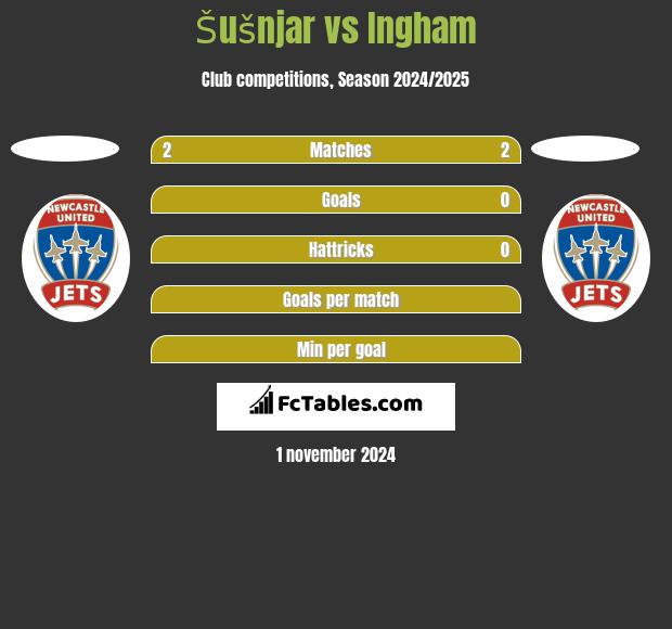 Šušnjar vs Ingham h2h player stats