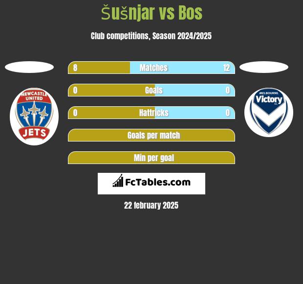 Šušnjar vs Bos h2h player stats