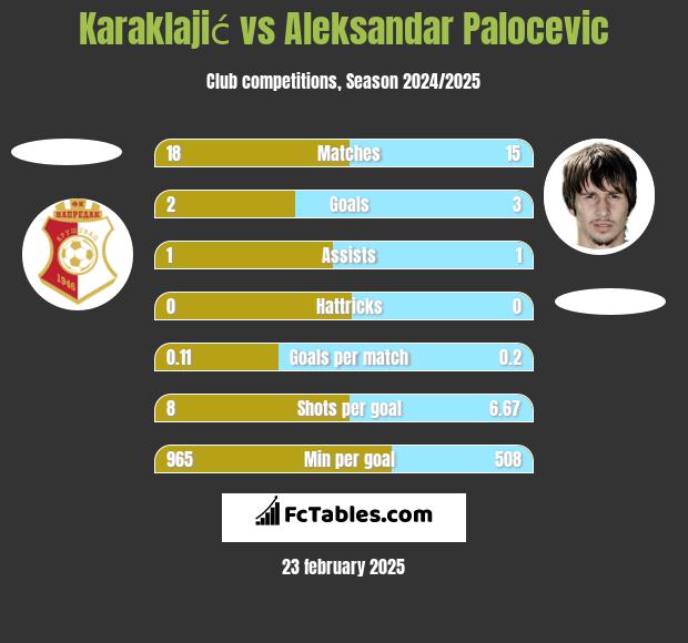 Karaklajić vs Aleksandar Palocevic h2h player stats