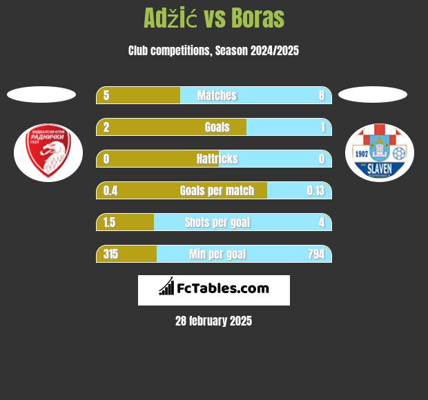 Adžić vs Boras h2h player stats