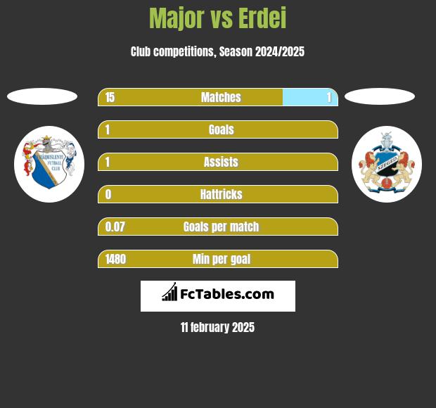 Major vs Erdei h2h player stats