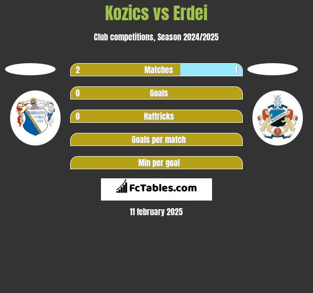 Kozics vs Erdei h2h player stats