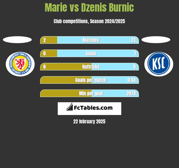 Marie vs Dzenis Burnic h2h player stats