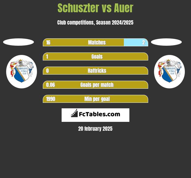 Schuszter vs Auer h2h player stats