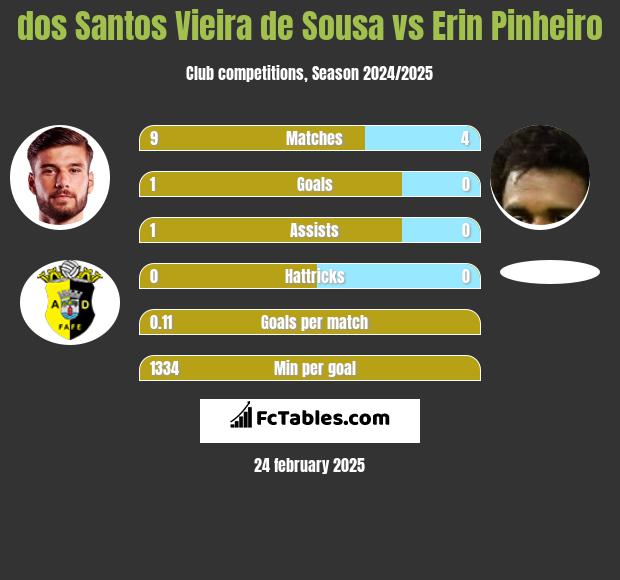 dos Santos Vieira de Sousa vs Erin Pinheiro h2h player stats