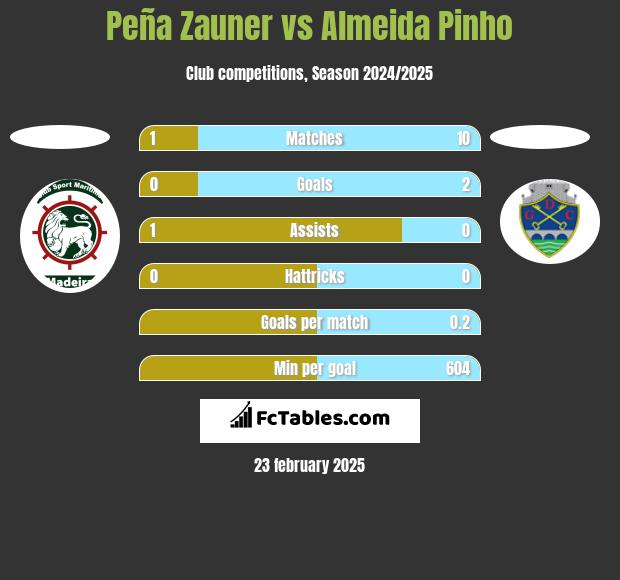 Peña Zauner vs Almeida Pinho h2h player stats