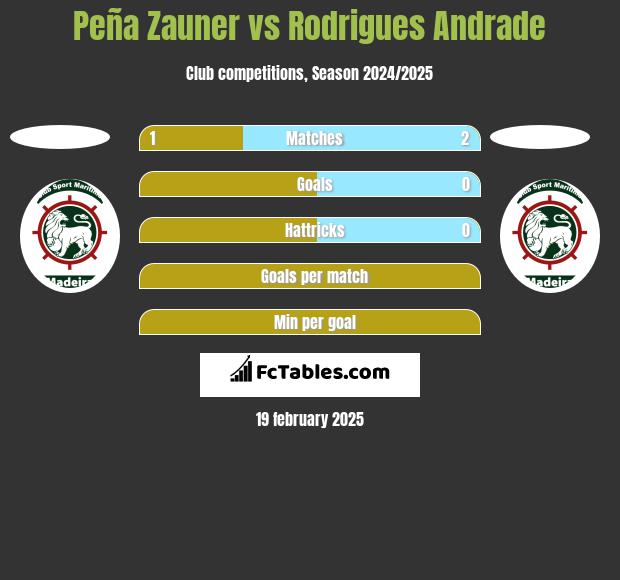 Peña Zauner vs Rodrigues Andrade h2h player stats