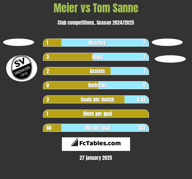 Meier vs Tom Sanne h2h player stats