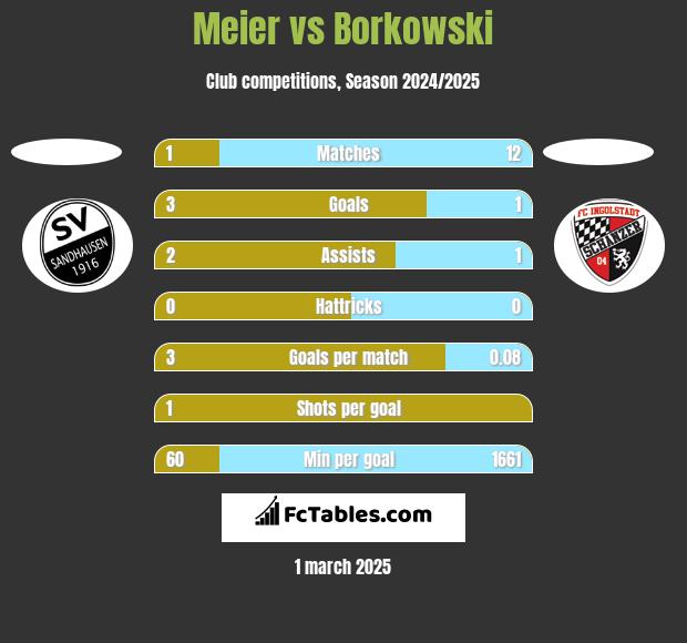 Meier vs Borkowski h2h player stats