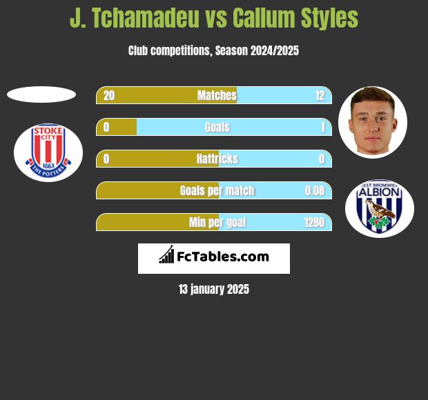 J. Tchamadeu vs Callum Styles h2h player stats