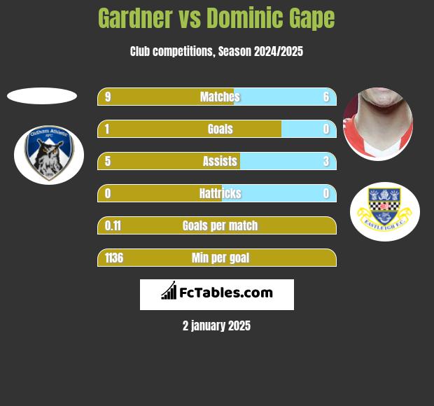 Gardner vs Dominic Gape h2h player stats