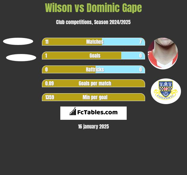 Wilson vs Dominic Gape h2h player stats