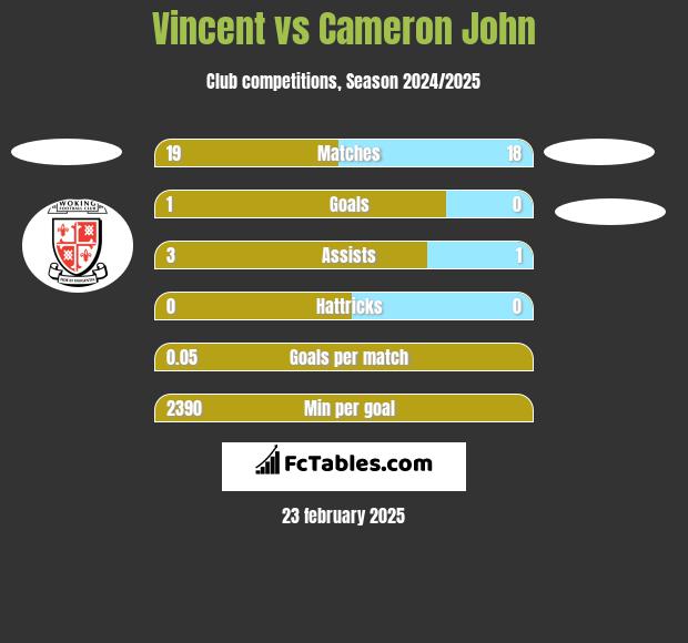 Vincent vs Cameron John h2h player stats