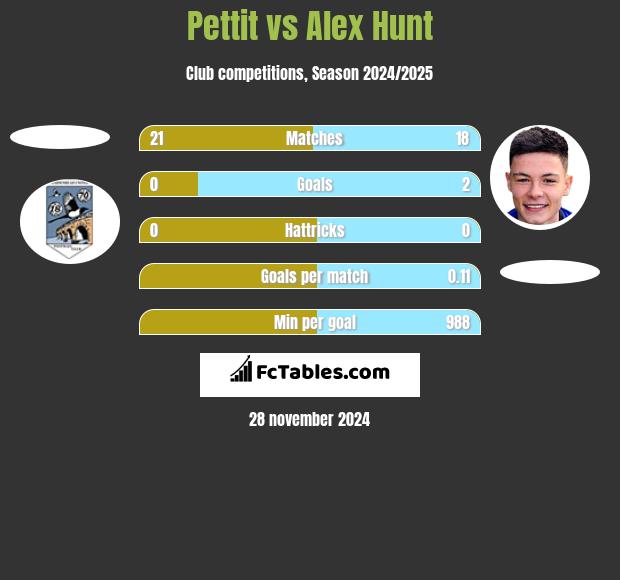 Pettit vs Alex Hunt h2h player stats