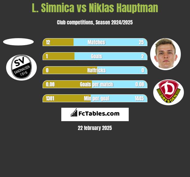 L. Simnica vs Niklas Hauptman h2h player stats