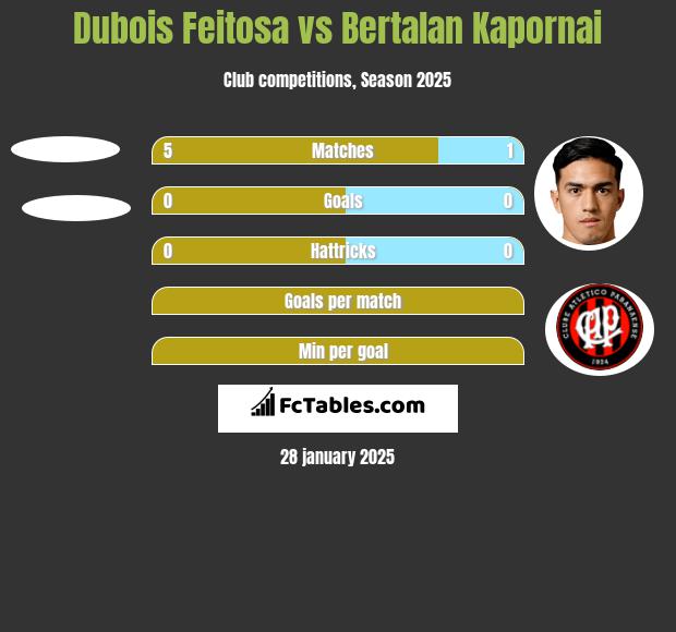 Dubois Feitosa vs Bertalan Kapornai h2h player stats