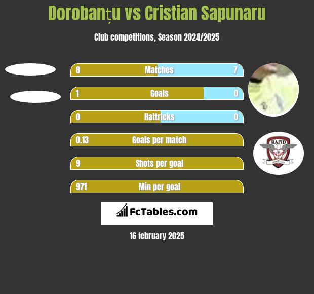 Dorobanțu vs Cristian Sapunaru h2h player stats