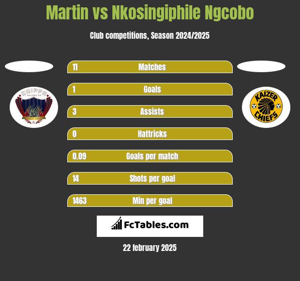 Martin vs Nkosingiphile Ngcobo h2h player stats