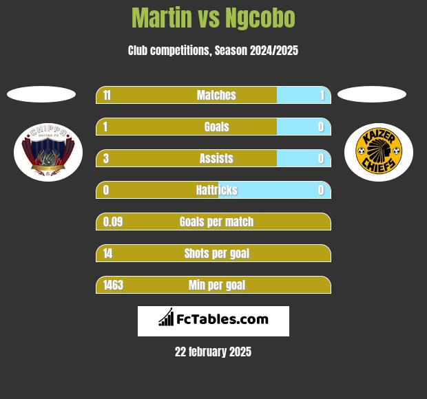 Martin vs Ngcobo h2h player stats