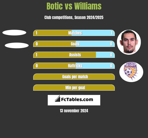 Botic vs Williams h2h player stats