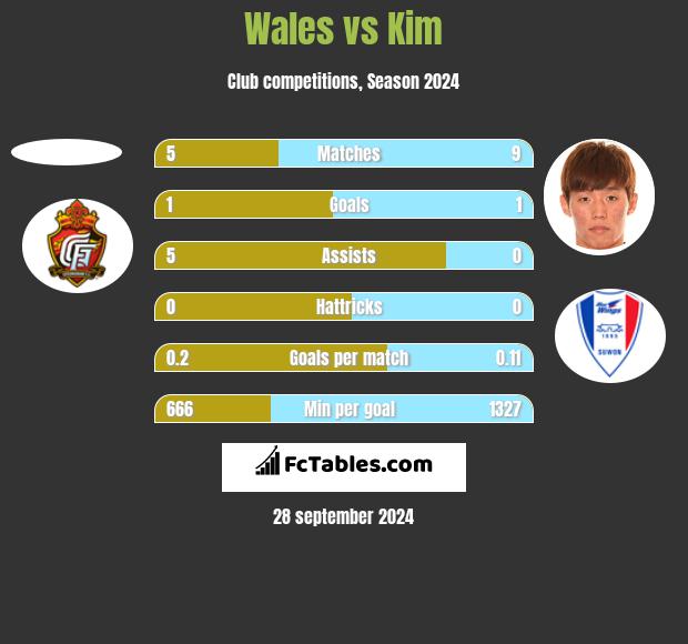 Wales vs Kim h2h player stats