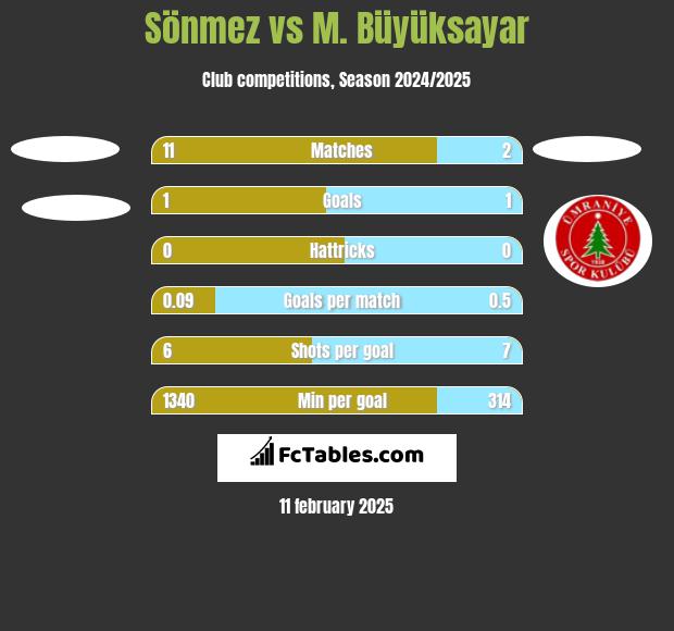 Sönmez vs M. Büyüksayar h2h player stats