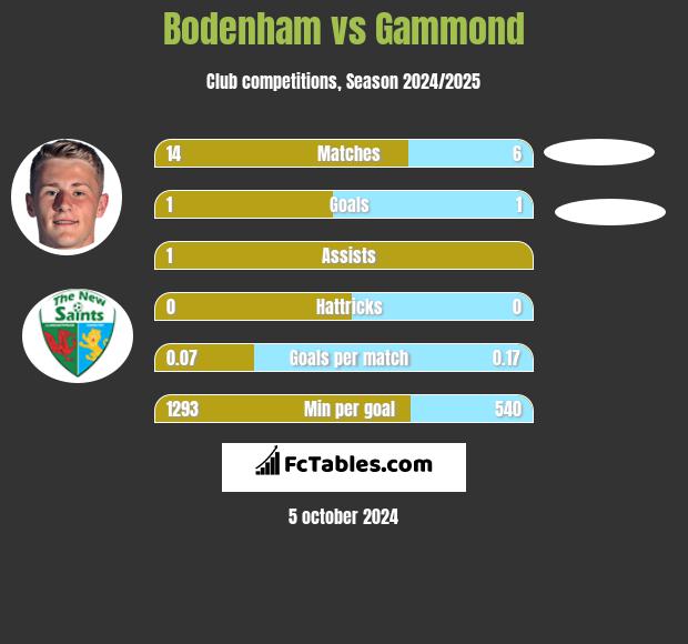 Bodenham vs Gammond h2h player stats