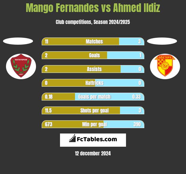 Mango Fernandes vs Ahmed Ildiz h2h player stats