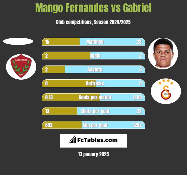 Mango Fernandes vs Gabriel h2h player stats