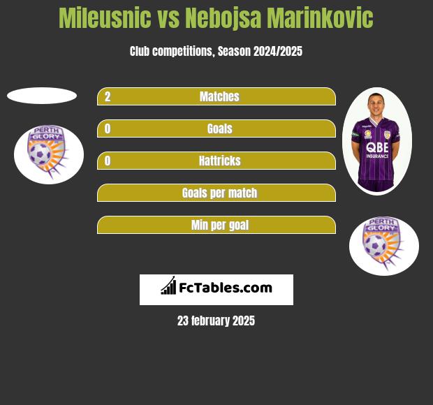 Mileusnic vs Nebojsa Marinkovic h2h player stats