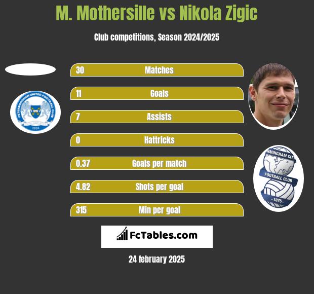 M. Mothersille vs Nikola Zigic h2h player stats