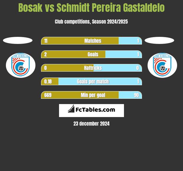 Bosak vs Schmidt Pereira Gastaldelo h2h player stats