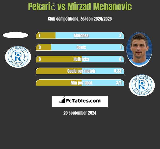 Pekarić vs Mirzad Mehanovic h2h player stats