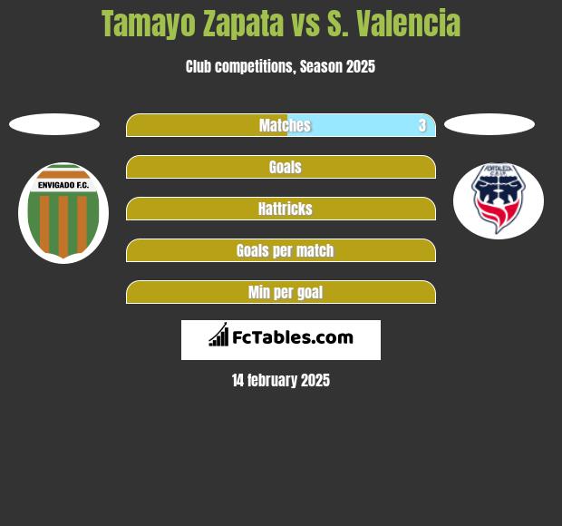 Tamayo Zapata vs S. Valencia h2h player stats