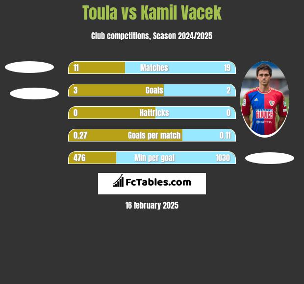 Toula vs Kamil Vacek h2h player stats