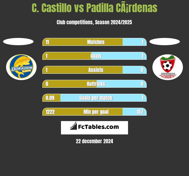 C. Castillo vs Padilla CÃ¡rdenas h2h player stats