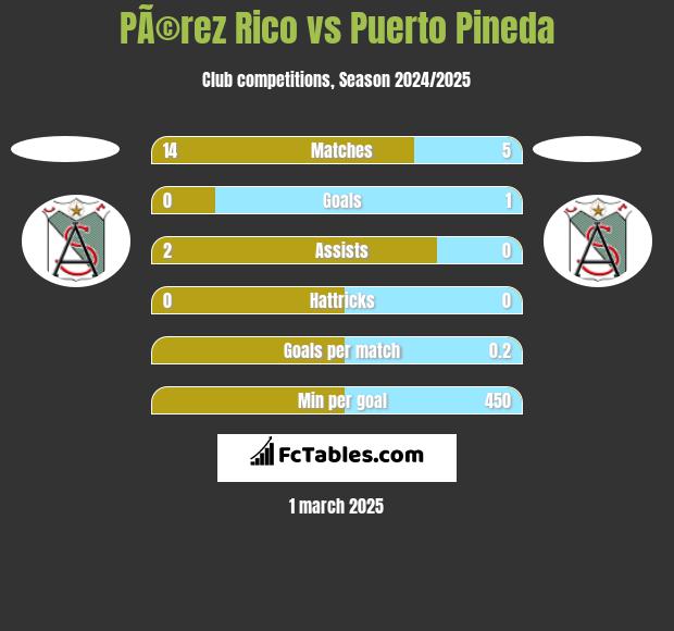 PÃ©rez Rico vs Puerto Pineda h2h player stats