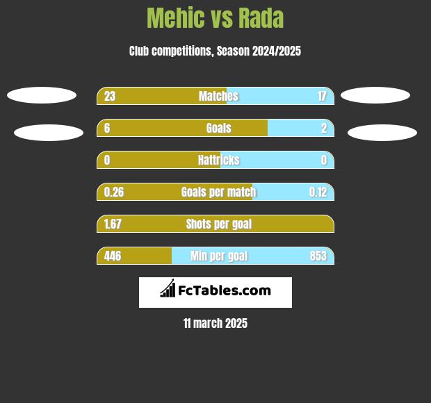 Mehic vs Rada h2h player stats