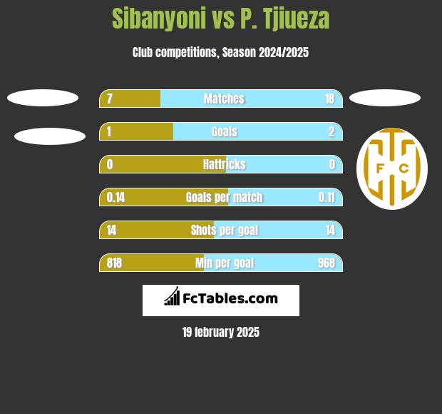 Sibanyoni vs P. Tjiueza h2h player stats