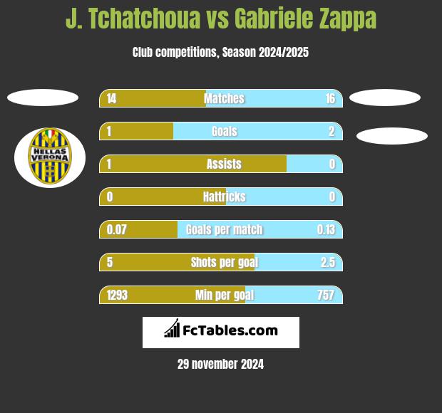 J. Tchatchoua vs Gabriele Zappa h2h player stats