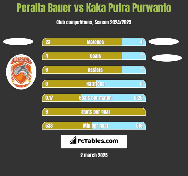 Peralta Bauer vs Kaka Putra Purwanto h2h player stats