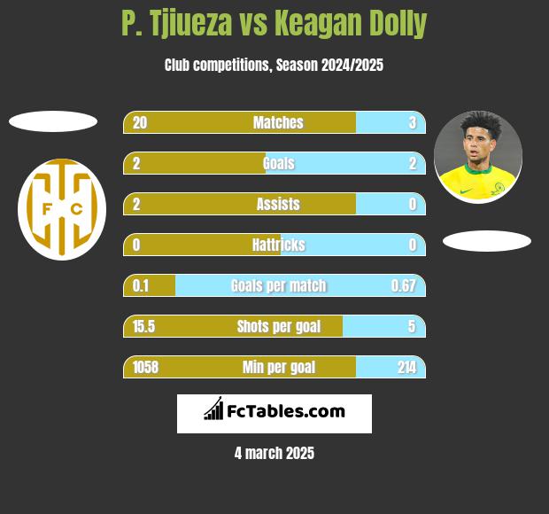 P. Tjiueza vs Keagan Dolly h2h player stats