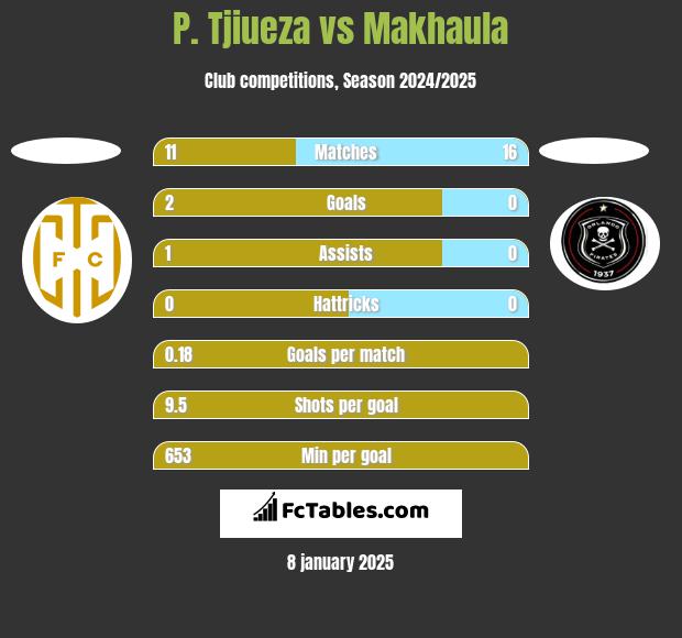 P. Tjiueza vs Makhaula h2h player stats